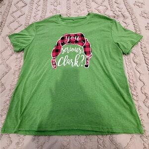 National Lampoon Christmas Vacation Green Graphic Tee - 'You Serious Clark?'